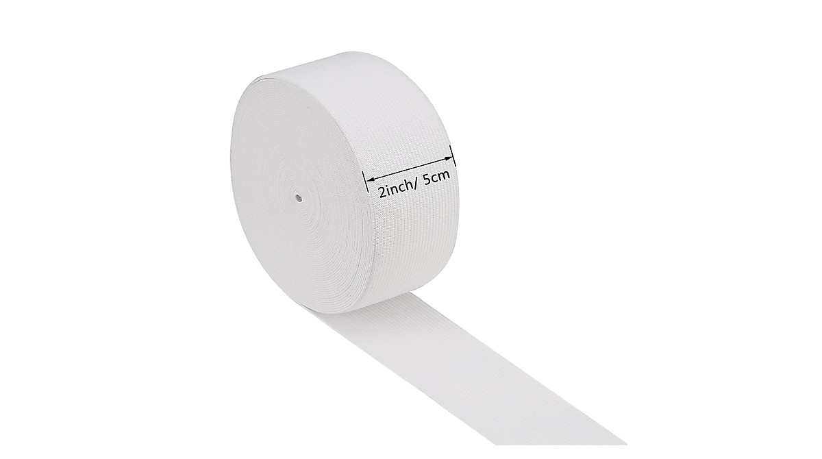 White Knit Elastic Spool - 2 Inch x 11 Yards for Sewing & Crafting