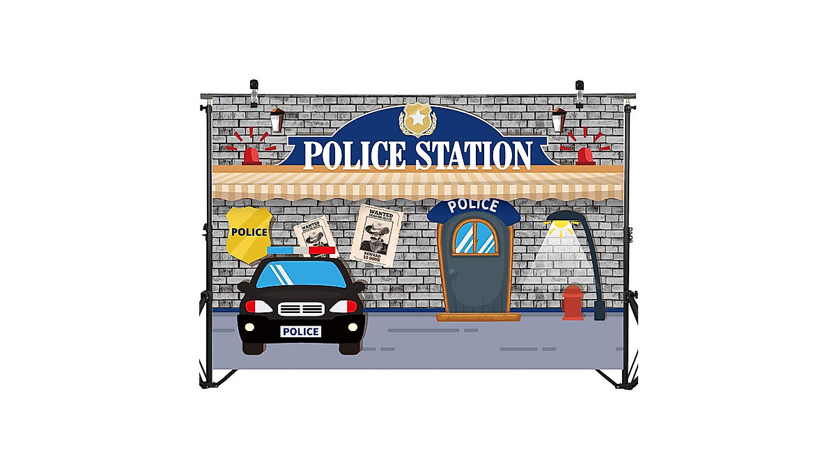 Police Birthday Backdrop 71x49 in | Baby Shower & Party Decor
