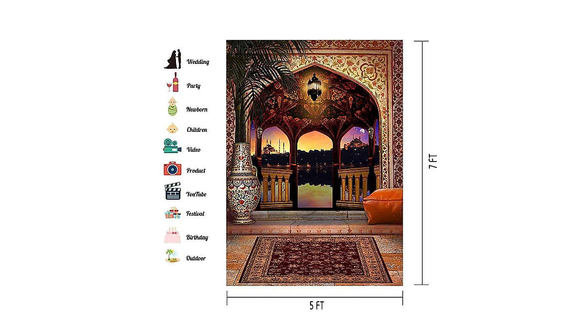 Moroccan Palace Backdrop 5x7ft for Kids Parties