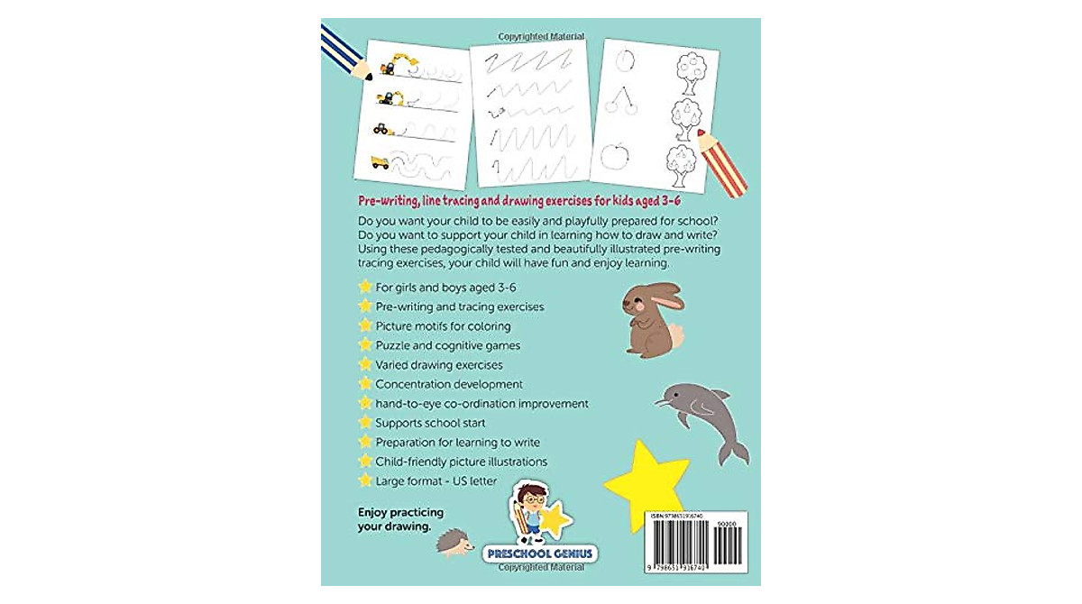 Learn to Write Line Tracing Workbook for Kids 3-6 | Develop Handwriting
