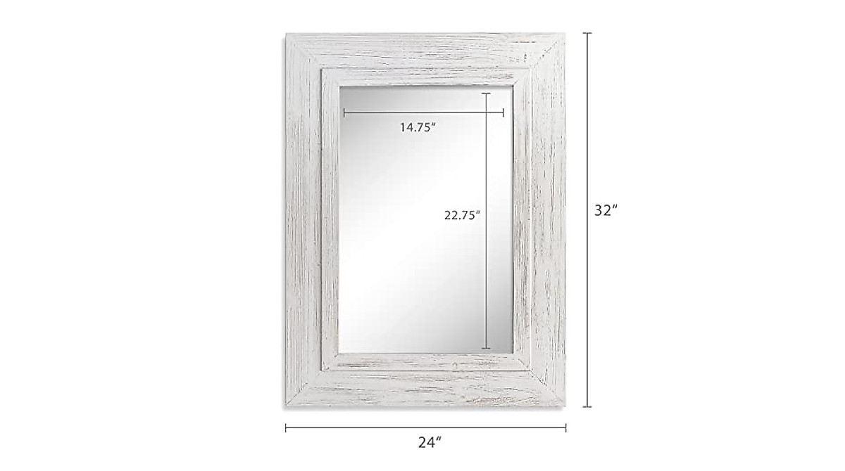 Barnyard Designs Rustic Whitewashed Wall Mirror - Farmhouse Decor