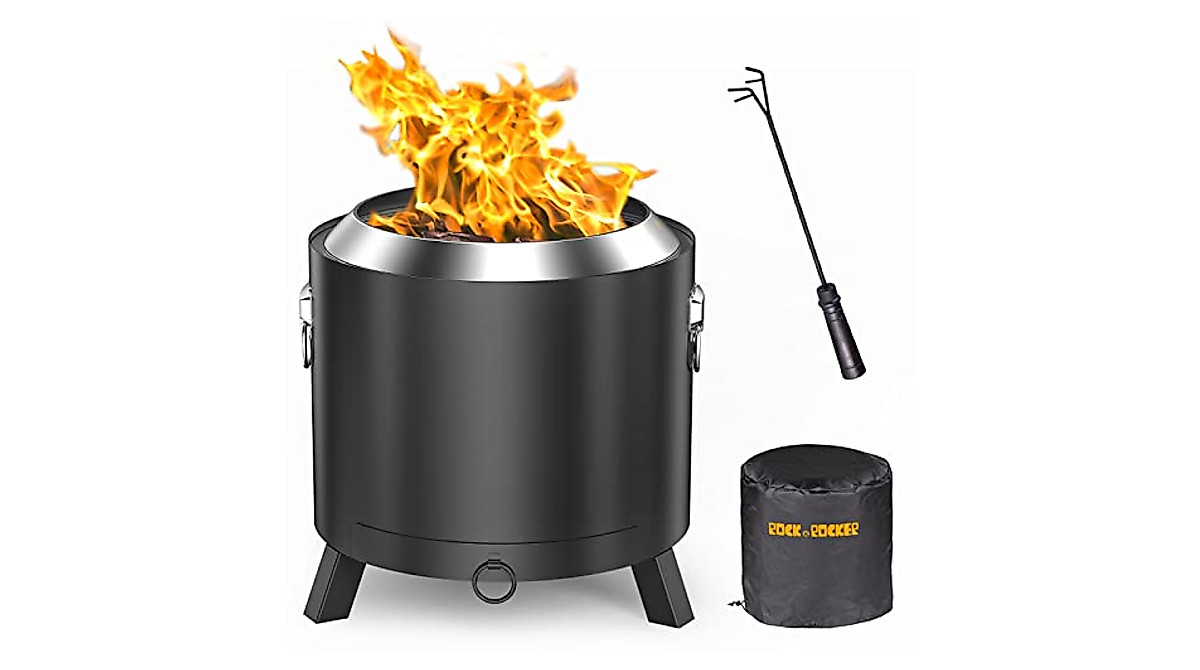 Rock&Rocker Smokeless Fire Pit - Portable, Stainless Steel