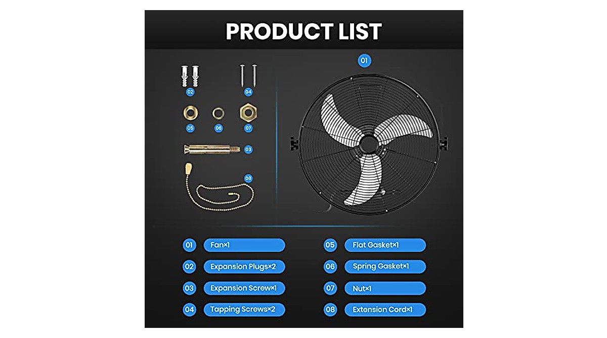 InfiniPower 20 Inch High Velocity Wall Mount Fan | Powerful & Quiet ...