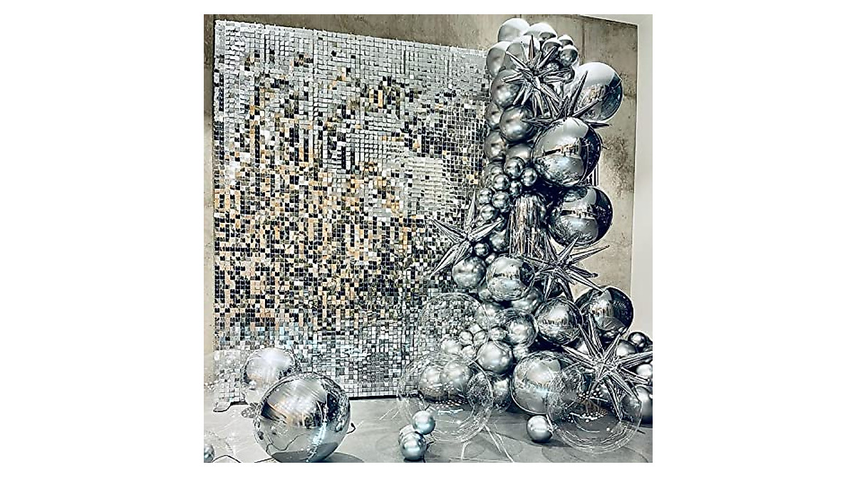 COKAOBE Silver Sequin Wall Backdrop for Weddings & Parties