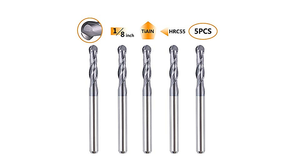 SpeTool 5Pcs Carbide Ball Nose CNC Router Bits | Precision Milling Tool