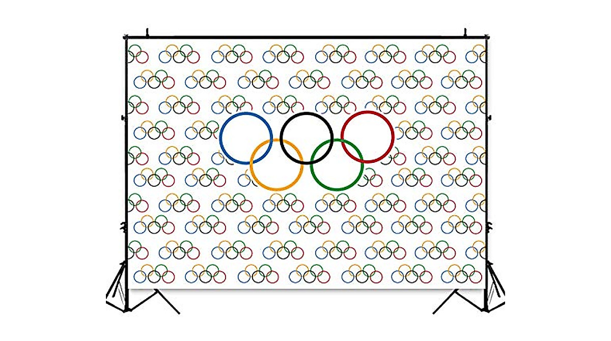 7x5ft Olympic Sports Backdrop with Multicolor Rings for Events & Photos