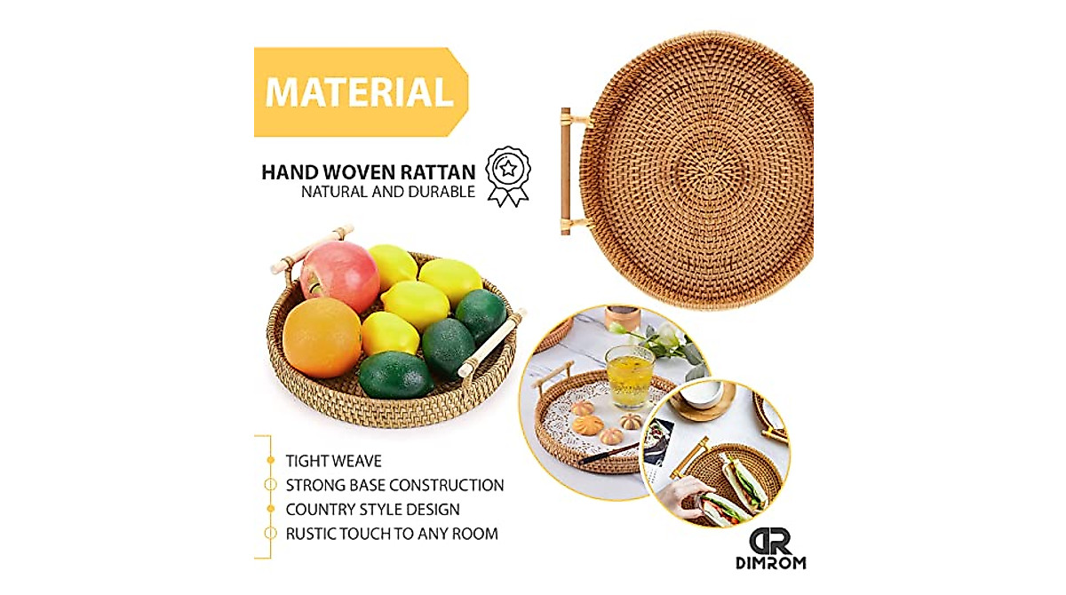 8.7-Inch Rattan Tray - Versatile Serving Solution