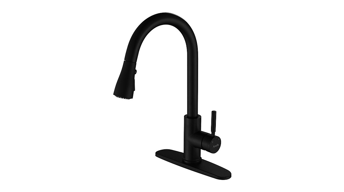 Arofa Matte Black Kitchen Faucet - Durable, Modern & Easy to Install