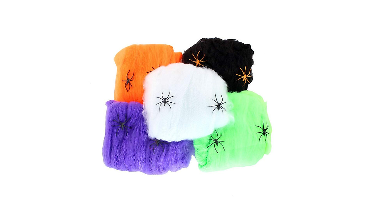 Halloween Haunted House Decor – 5 Colored Spider Webs by Cinlan