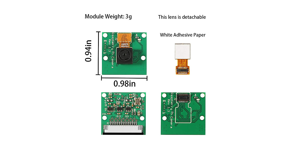 Aokin 5MP OV5647 Raspberry Pi Camera Module & Flex Cables
