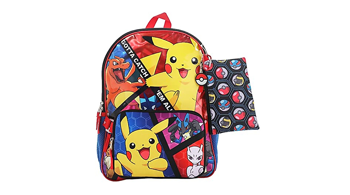Bioworld Pokemon Trainer 5-Piece Backpack Set for Kids