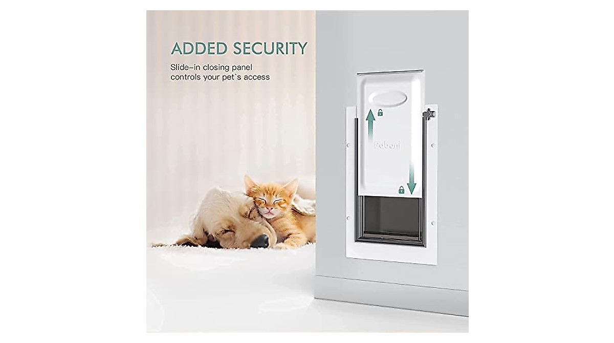 Baboni Pet Door For Wall - Small, Steel Frame, Telescoping Tunnel, Double Flap (Pets Up To 12 Lbs)