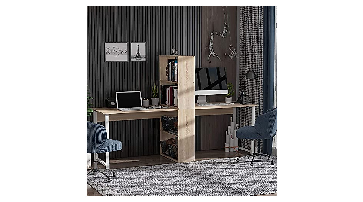 HOMCOM 88" Extra Long 2-Person Desk for Home Office