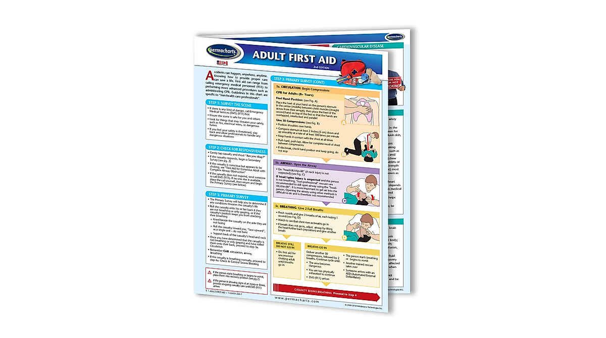 First Aid Chart - Compact Laminated 4-Page Emergency Guide