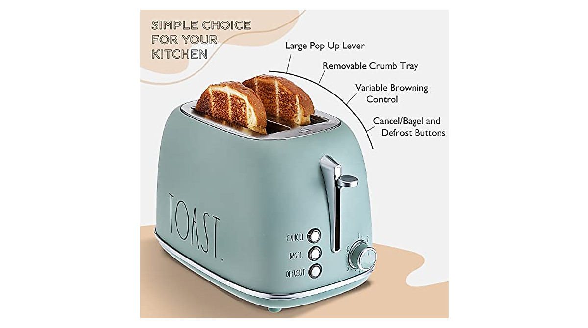 Rae Dunn Retro Bread Toaster - 2 Slice Stainless Steel