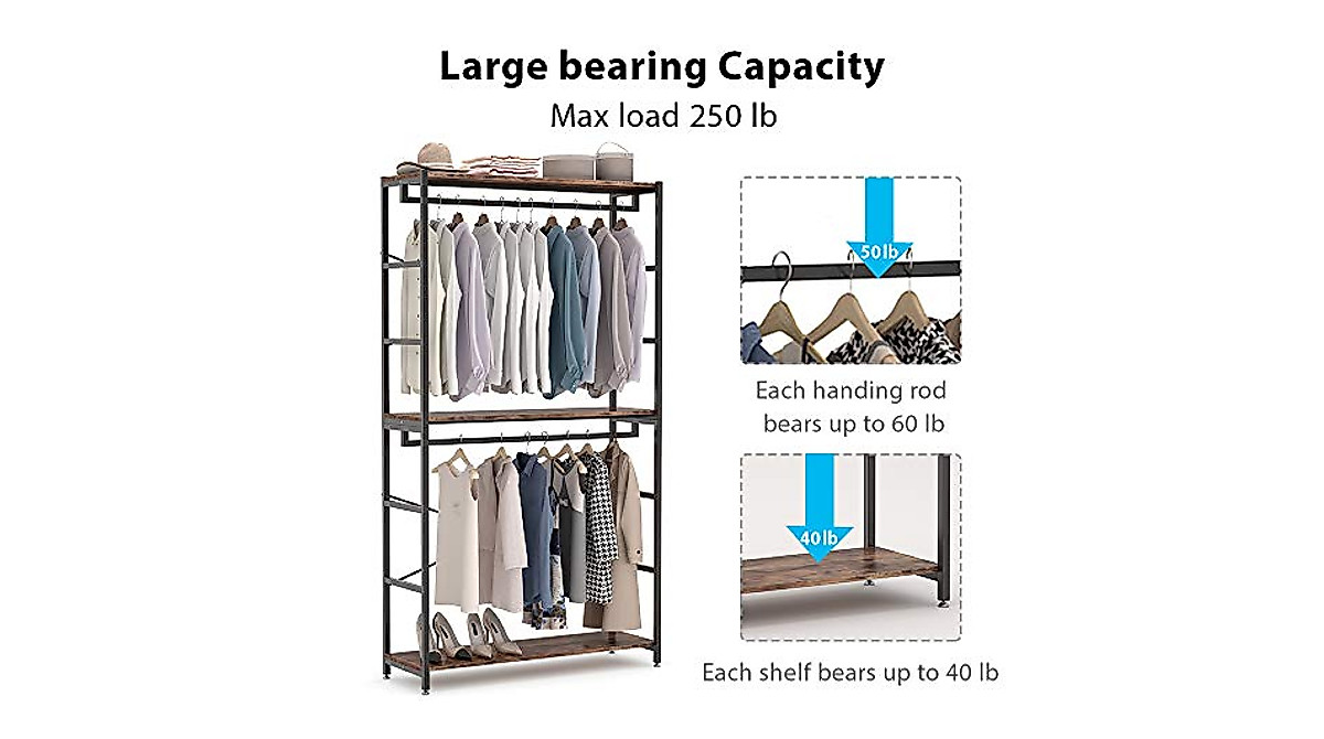 Tribesigns 86-Inch Double Rod Closet Organizer - Heavy Duty Storage