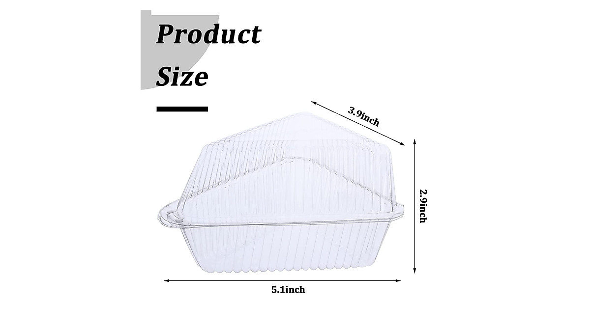 200 Pcs Clear Cake Slice Containers with Hinged Lids for Food Packaging