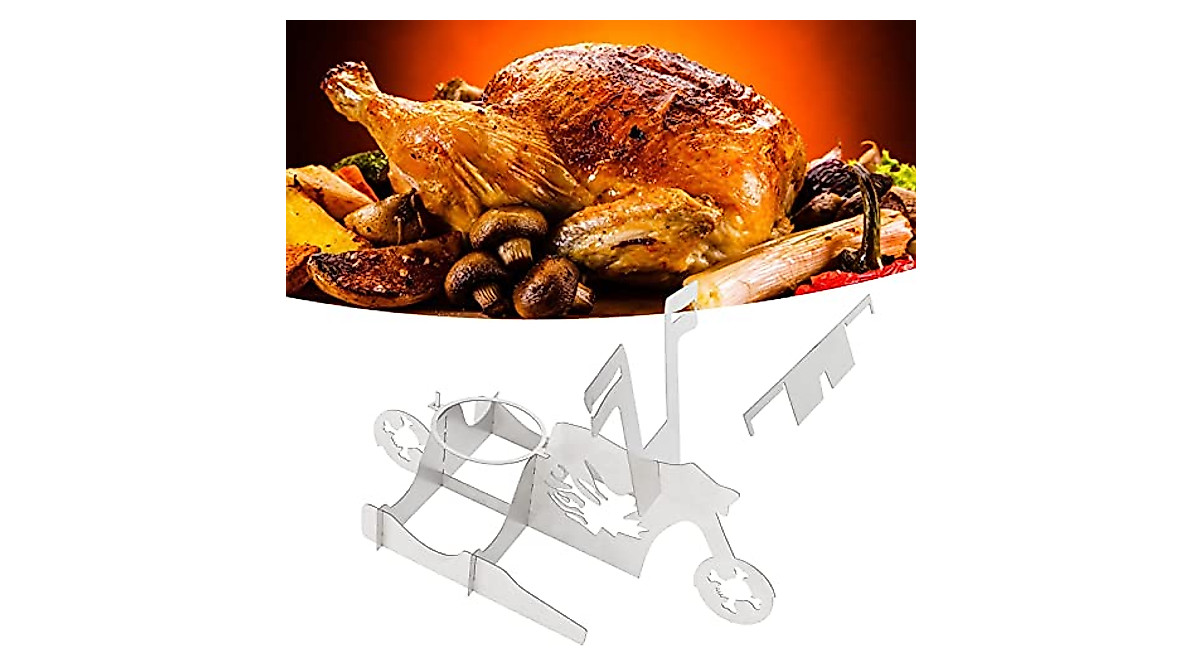RvSky Portable Stainless Steel Chicken Stand for Perfect BBQ & Roasting