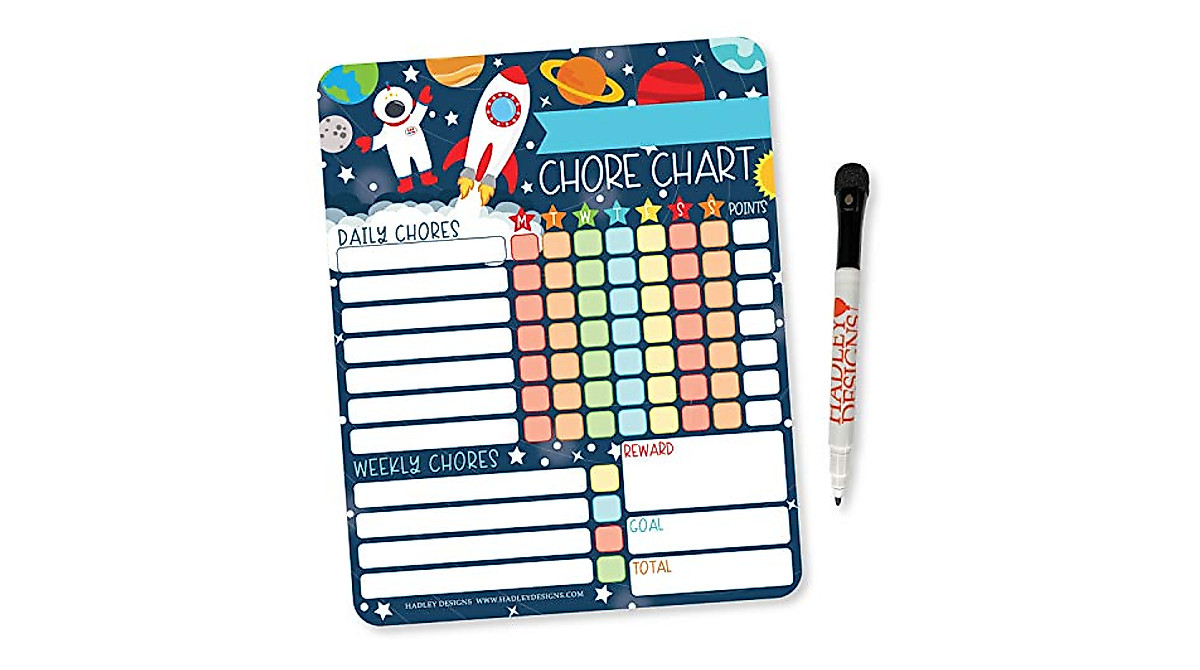 Outer Space Kids Chore Chart - Reward & Responsibility Magnet Board