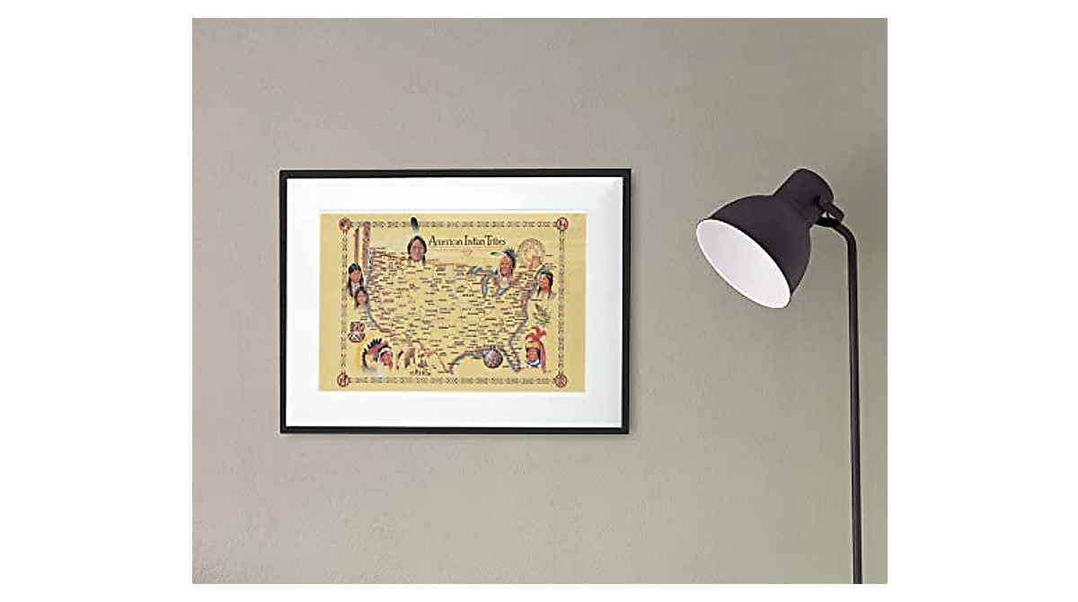 Native American Tribes Map Wall Art - Cultural History Poster 18x12