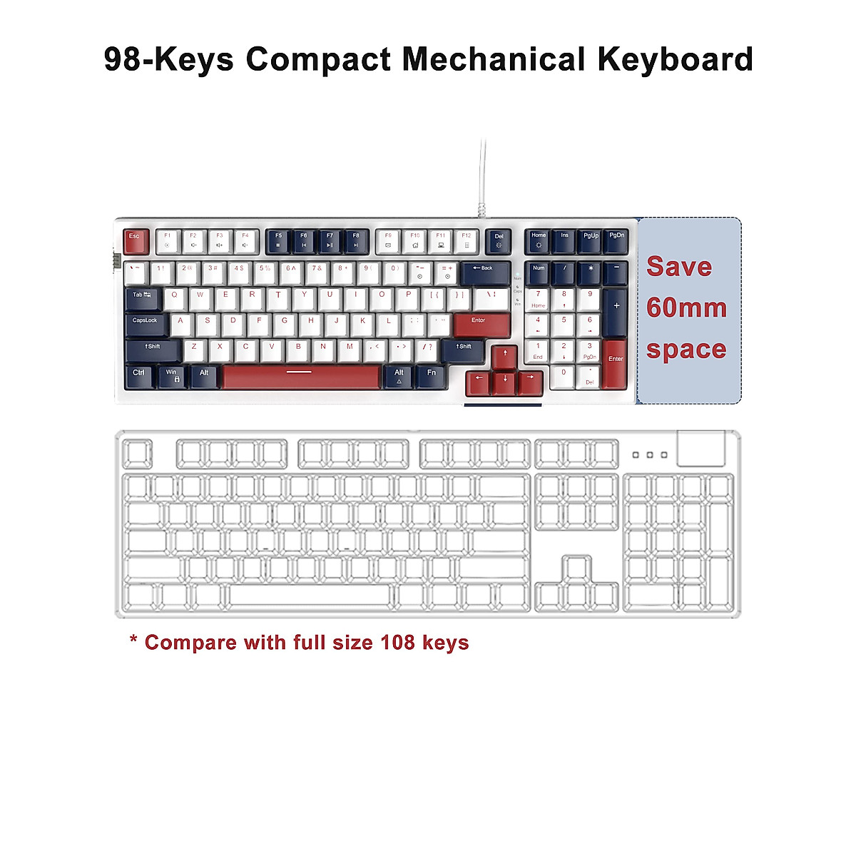 Compact 80% Mechanical Gaming Keyboard with Blue Switches | Hot-Swappable