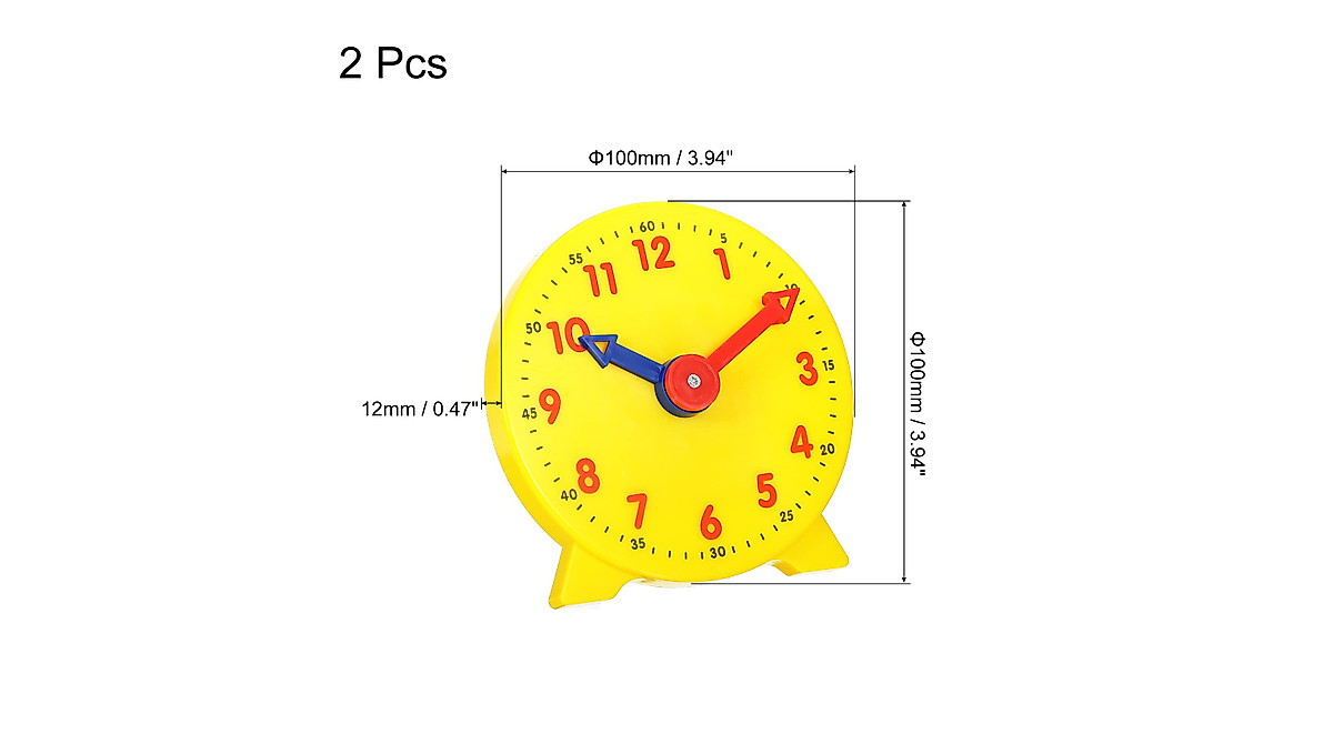 PATIKIL 4 Inch Teaching Clocks 2 Pack for Learning to Tell Time