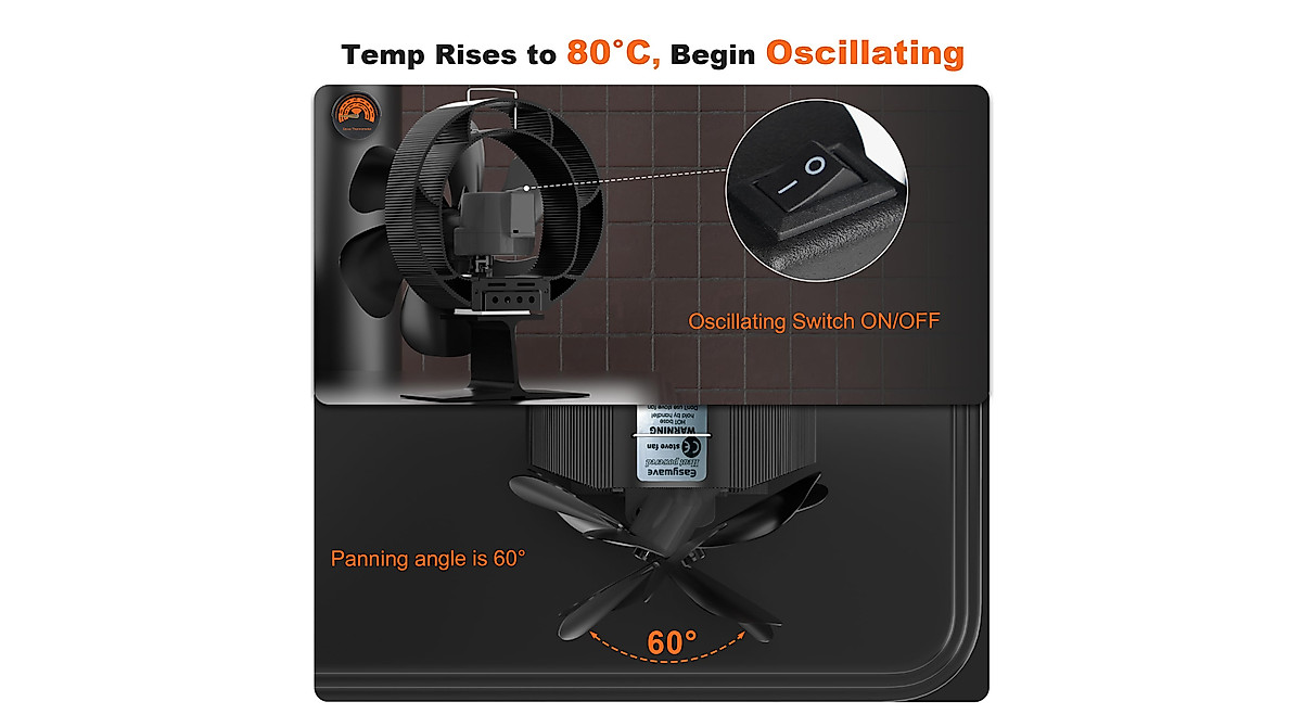 Easywave Oscillating Wood Stove Fan | Heat Powered & Quiet
