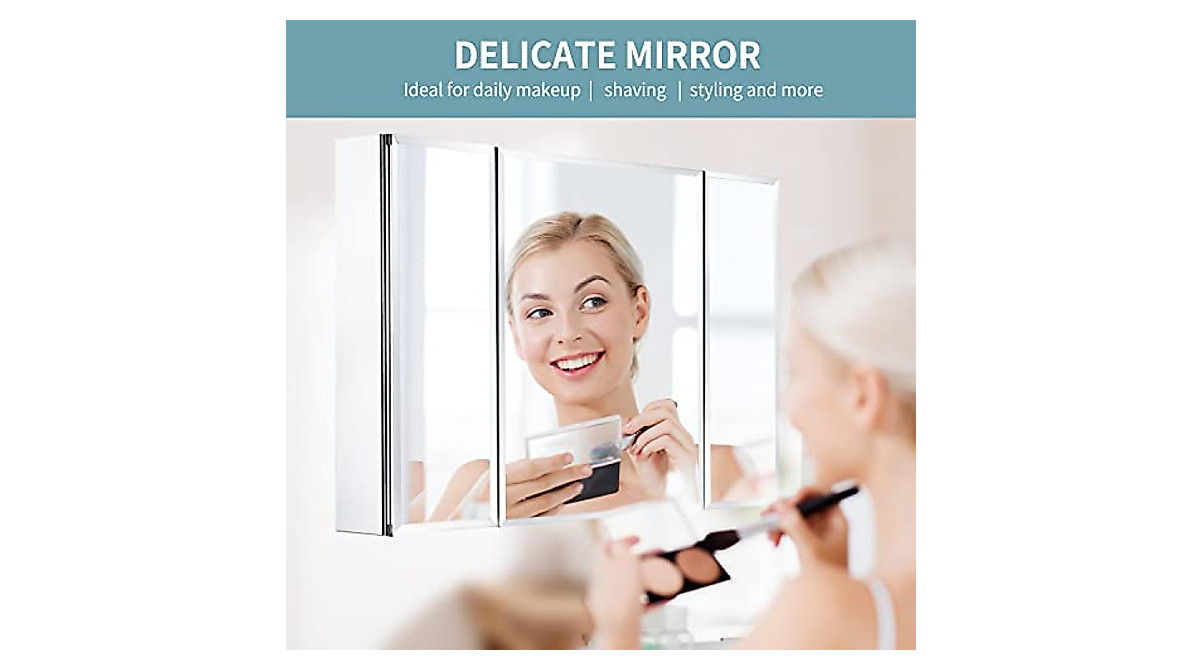 Movo 36x26 Inch Aluminum Medicine Cabinet with Dual Mirrors