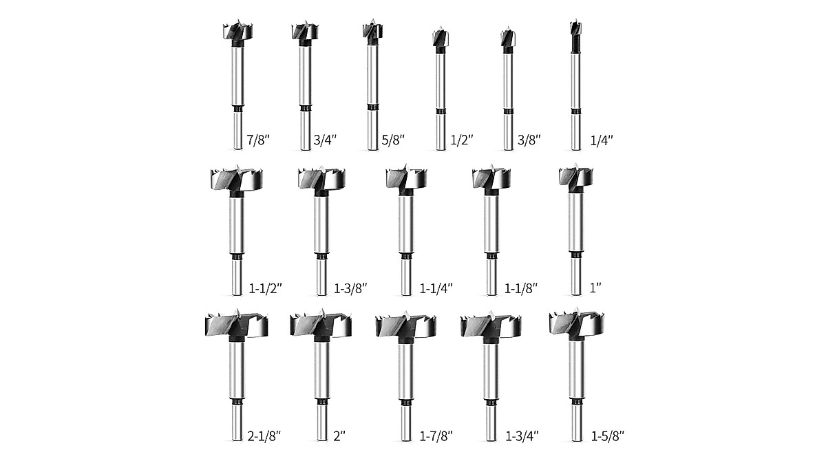 BAIDETS Forstner Bit Set - 16 Pcs Precision Wood Drilling