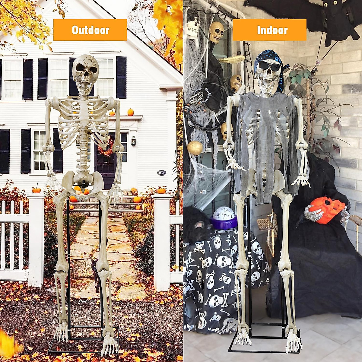 Giant 7ft Halloween Skeleton - Life Size Poseable Decor