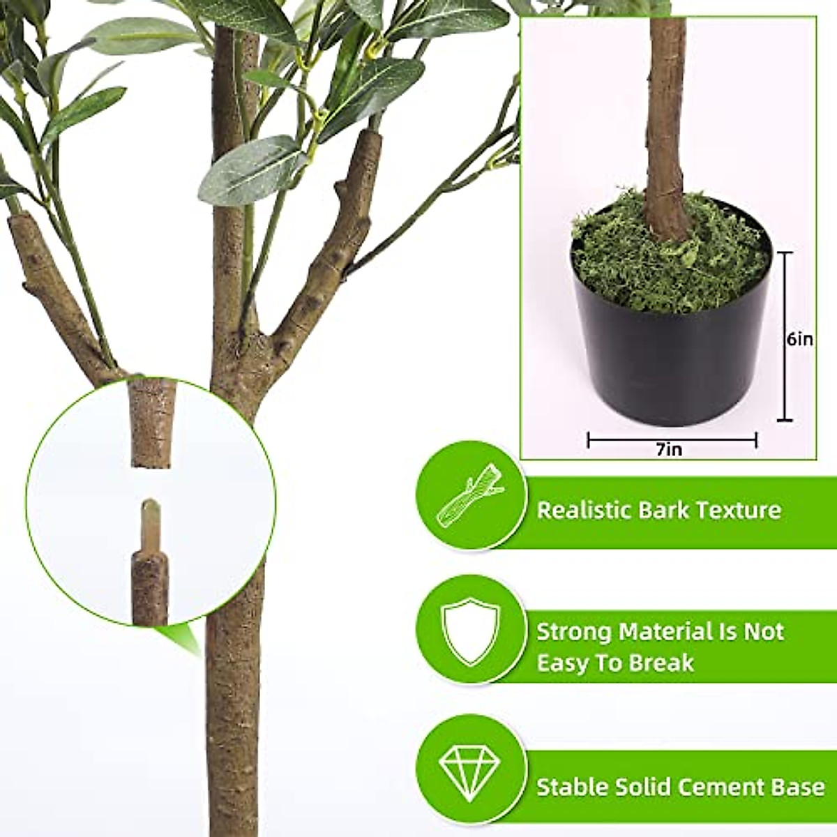 Realistic 6ft Artificial Olive Tree with Woven Planter | Low ...