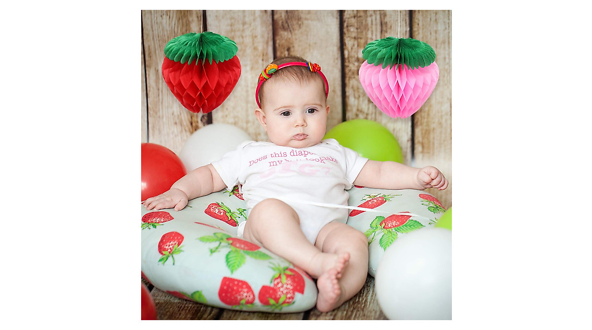 Strawberry Honeycomb Balls & Paper Fans - Sunbeauty Decor