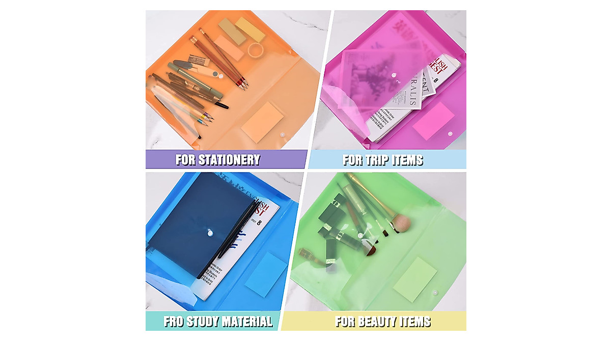 Large Capacity Colorful Document Folders - Secure Snap Closure