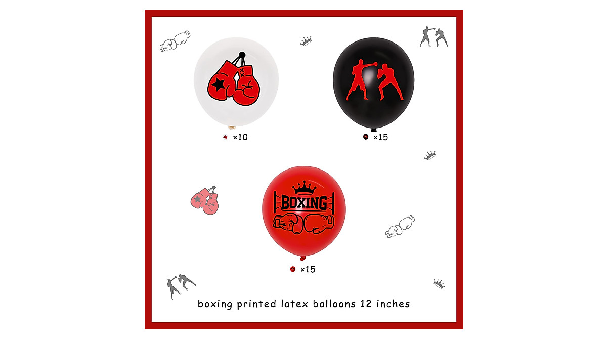 Boxing Party Balloons: 40 Pcs Red Black White Decorations