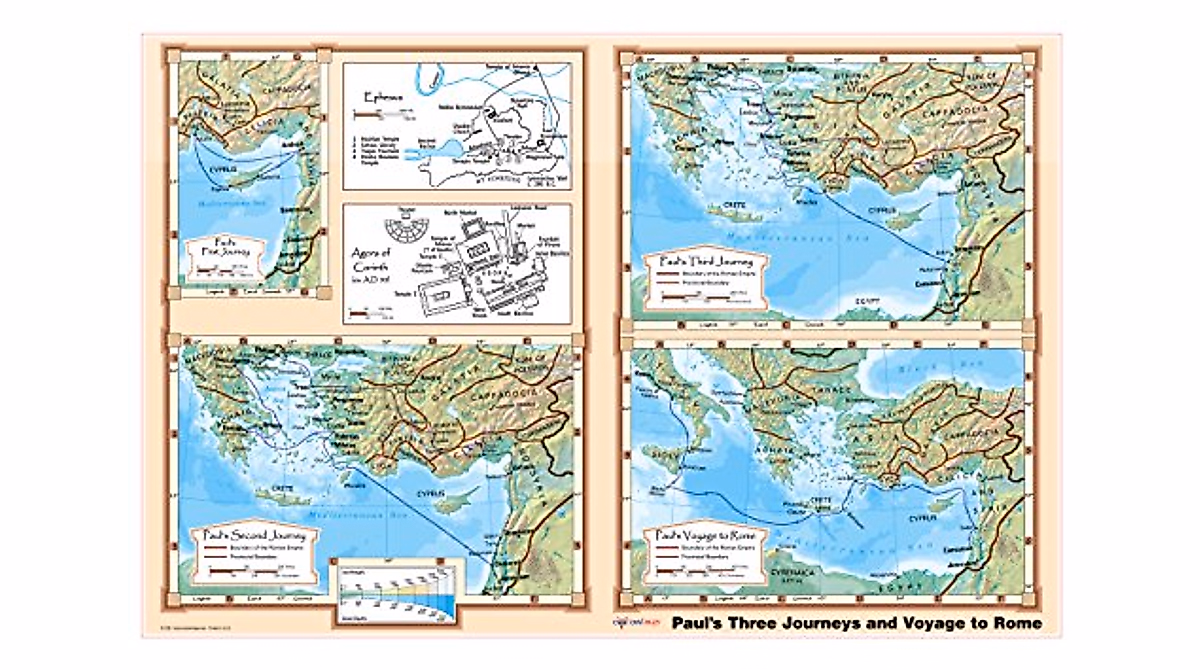 Explore Paul's Journey to Rome - Bible Wall Map Poster