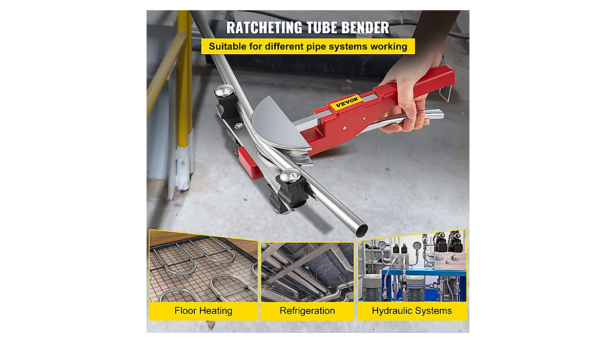 VEVOR Pipe Bender, 7 Dies 1/4-7/8 Inch Refrigeration Ratcheting Tube ...