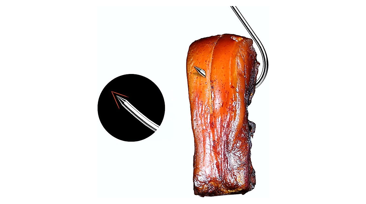 MUFEDAT Premium Stainless Steel Meat Hooks - 20 Pack for Smoking & Drying