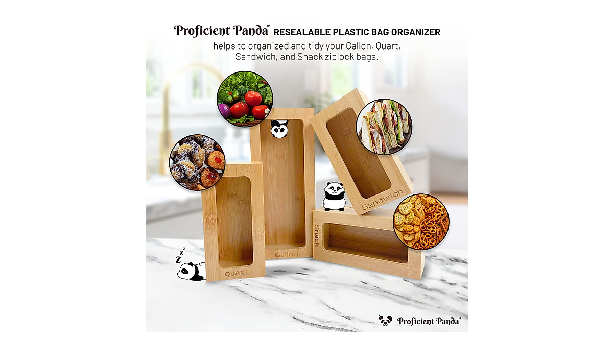 Proficient Panda Bamboo Bag Organizer - 4 Piece Set