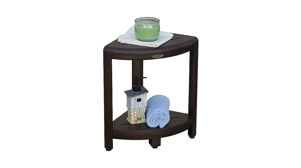 EcoDecors Teak Corner Shower Stool - Compact & Durable