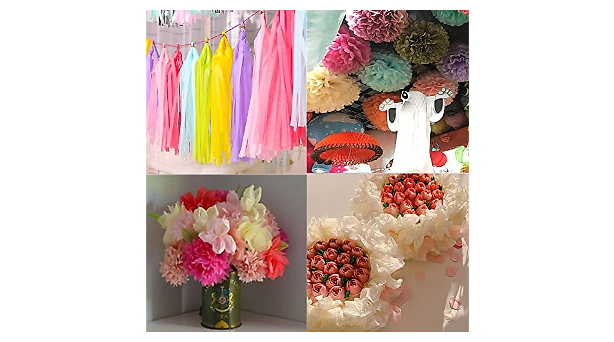 360 Assorted Colored Tissue Paper Pack for Crafts & Gifts