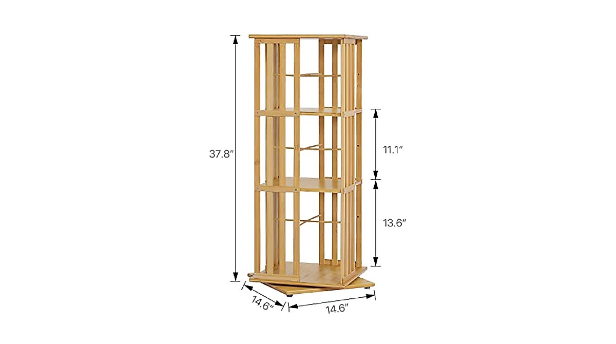 MoNiBloom 3-Tier Corner Book Shelf – Rotating Bamboo Storage Rack