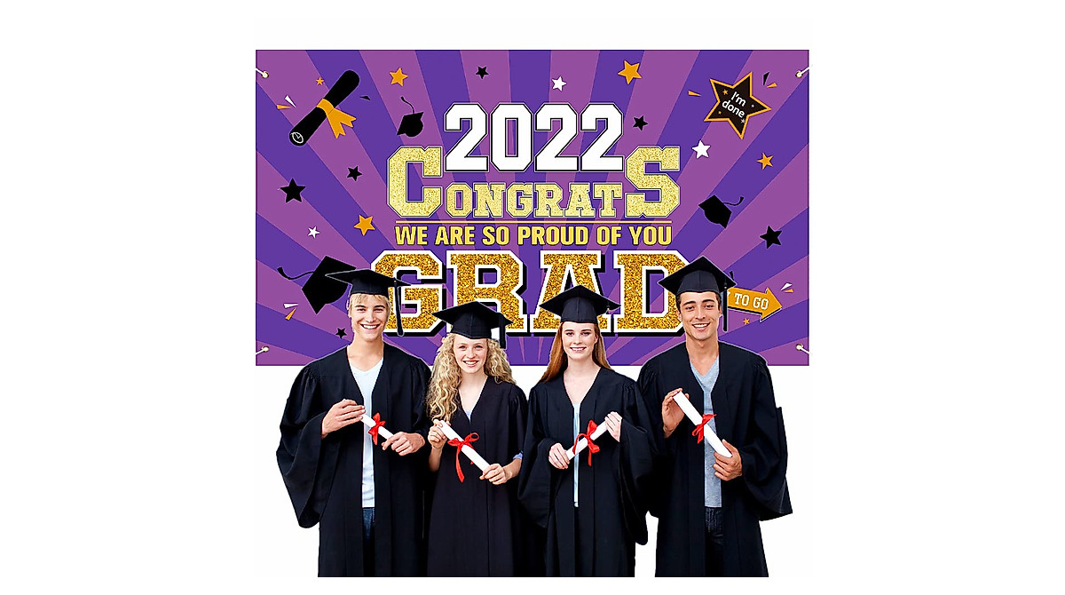 Graduation Party Banner 2022 - Purple Class of 2022 Decorations