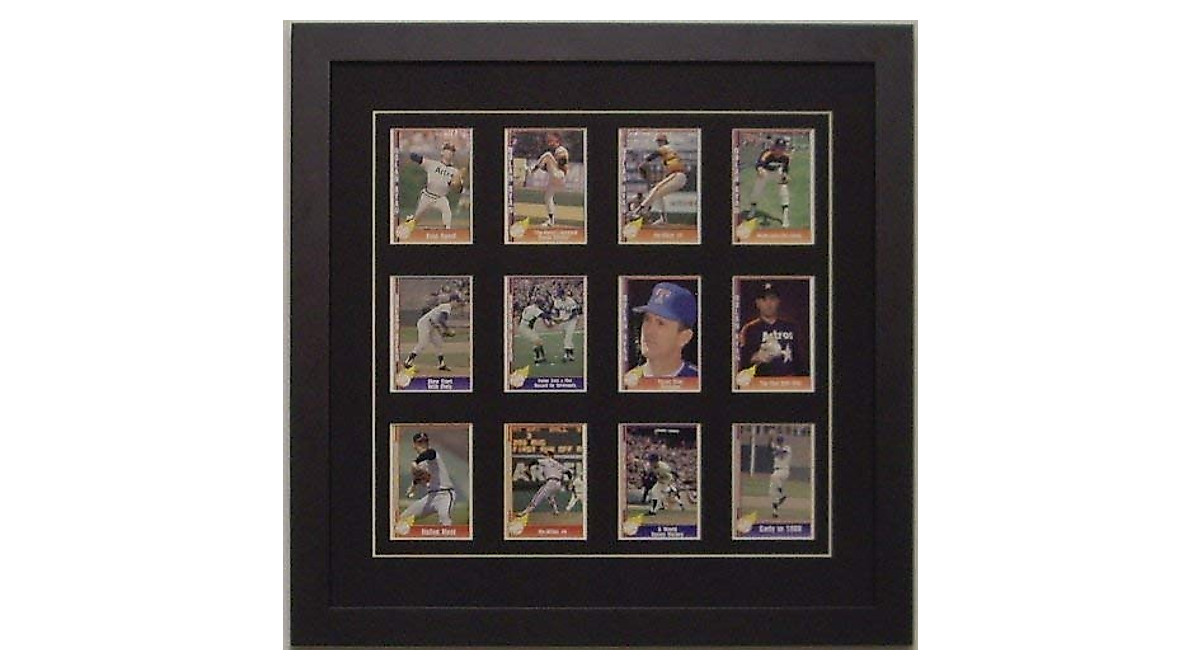 Trading Card Display Frame for 12 Cards - Black Frame with Glass