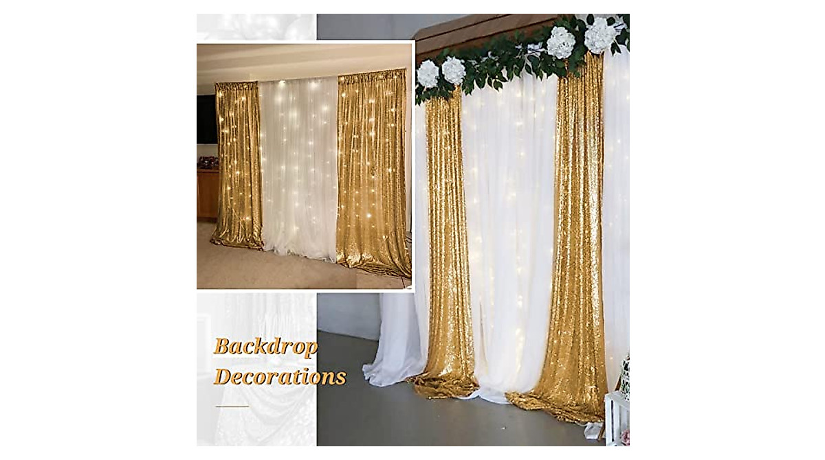 Gold Sequin Backdrop Curtain - Elegant Wedding & Event Decor