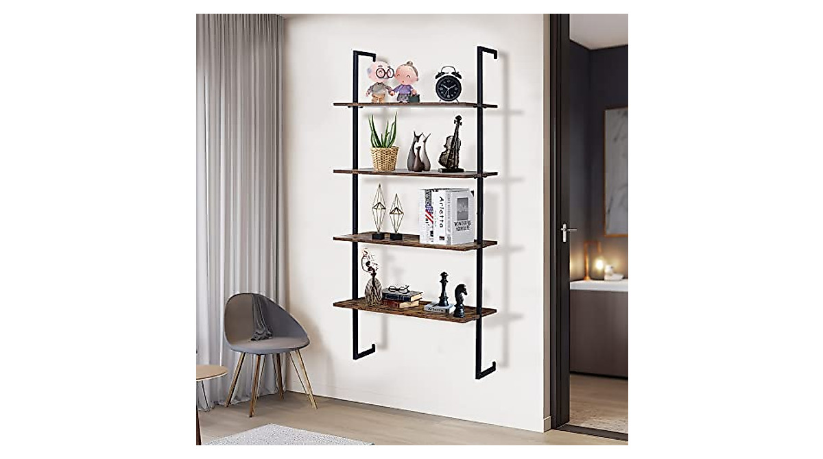 ZenStyle 4-Shelf Floating Bookcase | Industrial Design