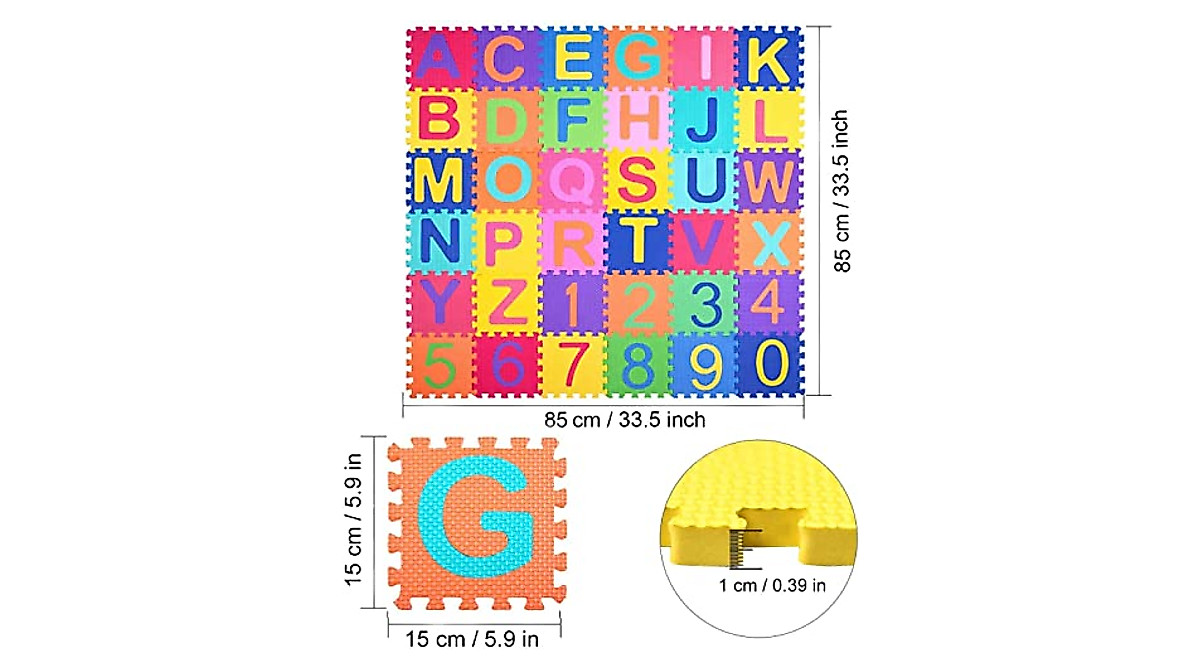 Kangler Kids Foam Puzzle Play Mat - 36 Interlocking Tiles