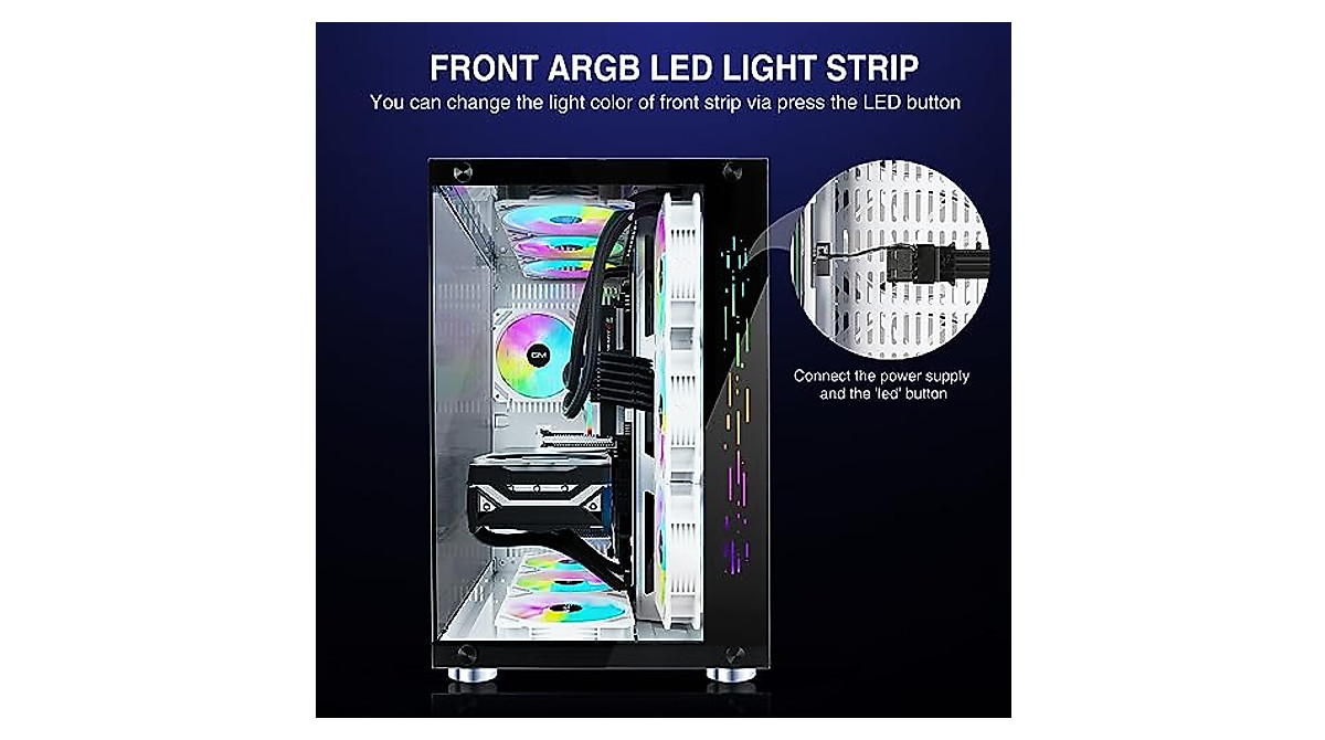 GIM ATX Gaming PC Case with RGB Front Panel - White Mid Tower
