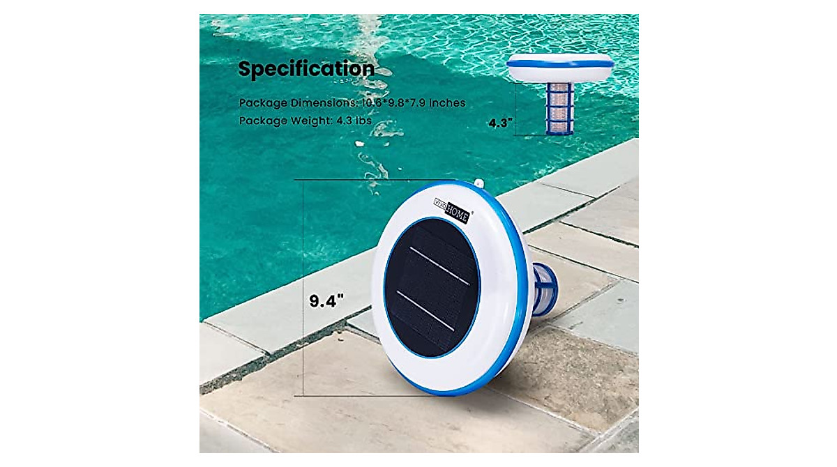 Solar Pool Ionizer – Chlorine-Free Sun Shock Water Purifier For Pools Up To 35,000 Gallons (VH1372US)
