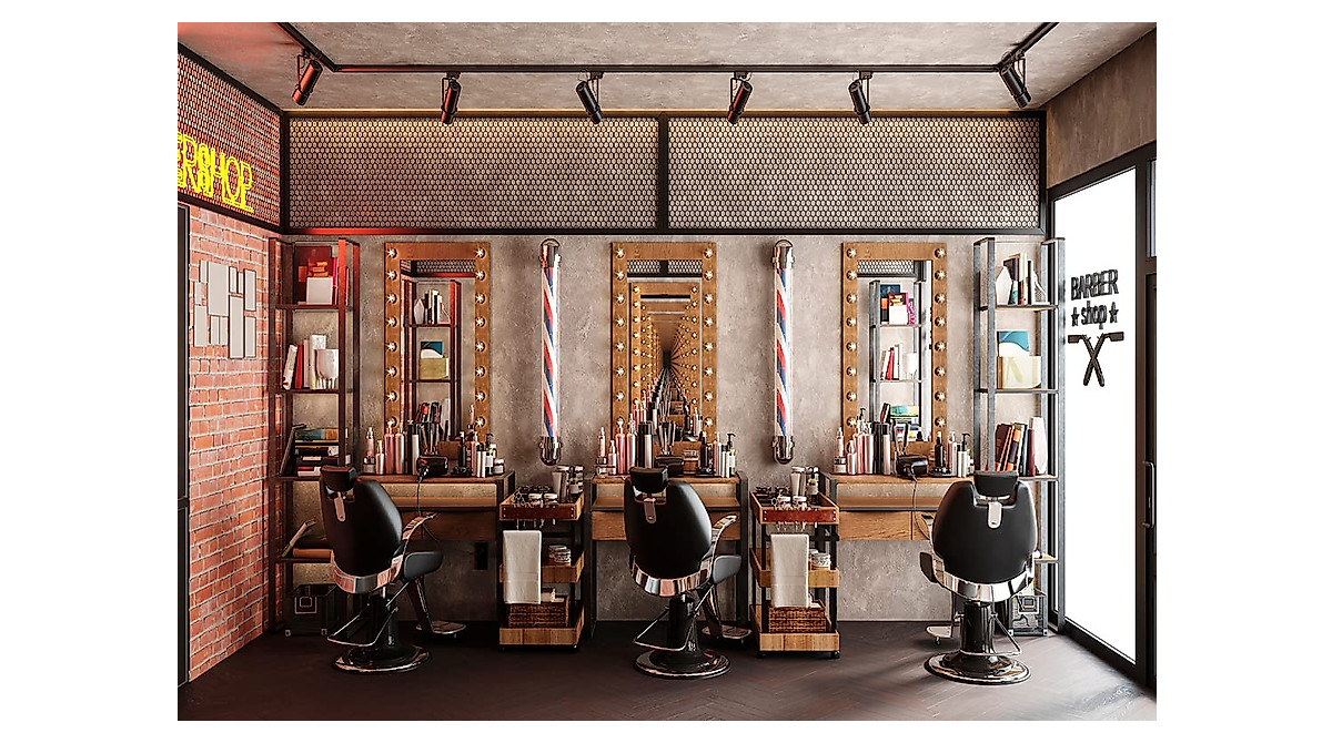 BELECO 20x10ft Fabric Vintage Barber Shop Backdrop for Photography