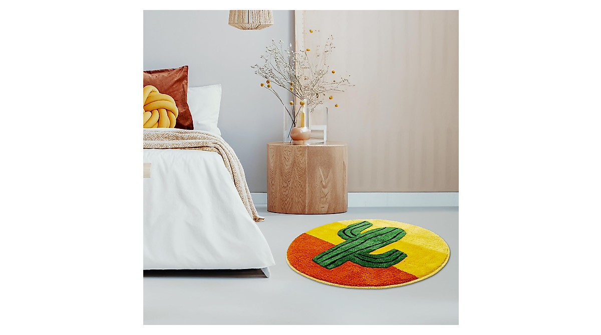 Beyond Deco Cactus Rug - Handmade 35” Fluffy Area Rug for Home